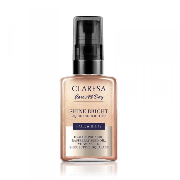 CLARESA Shine Bright&Body Liquid Highlighter Rozświetlacz w płynie do twarzy i ciała 50 ml