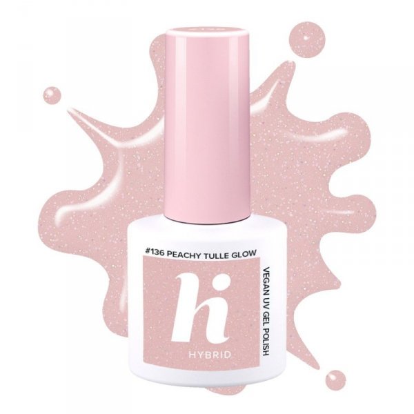 HI HYBRID Lakier hybrydowy nr. 136 Peachy Tulle Glow 5 ml