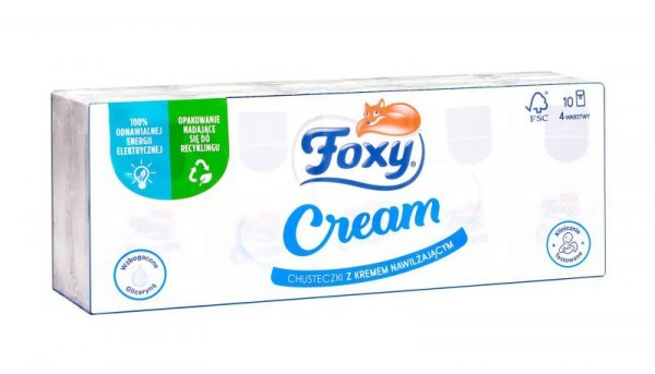 FOXY Chusteczki higieniczne z kremem nawilżającym 1op.- 10 sztuk