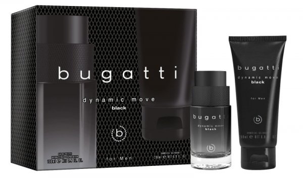BUGATTI Zestaw prezentowy męski Dynamic Move Black (woda toaletowa 100ml + żel pod prysznic 200ml)