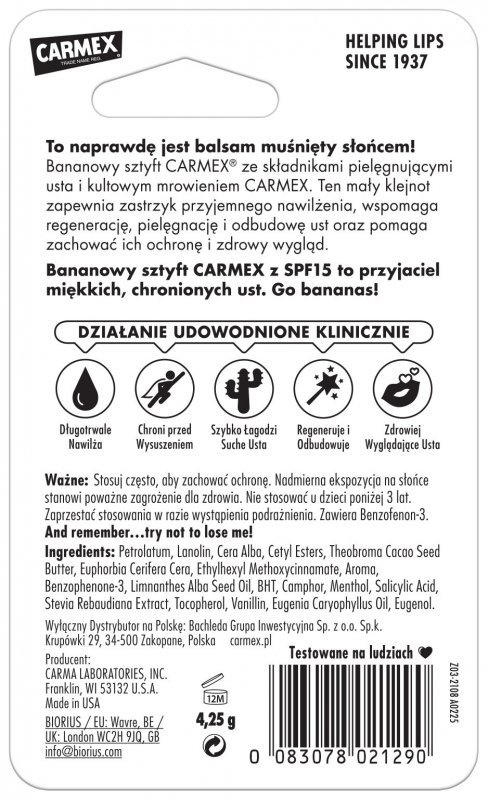CARMEX pomadka ochronna w sztyftcie Banan