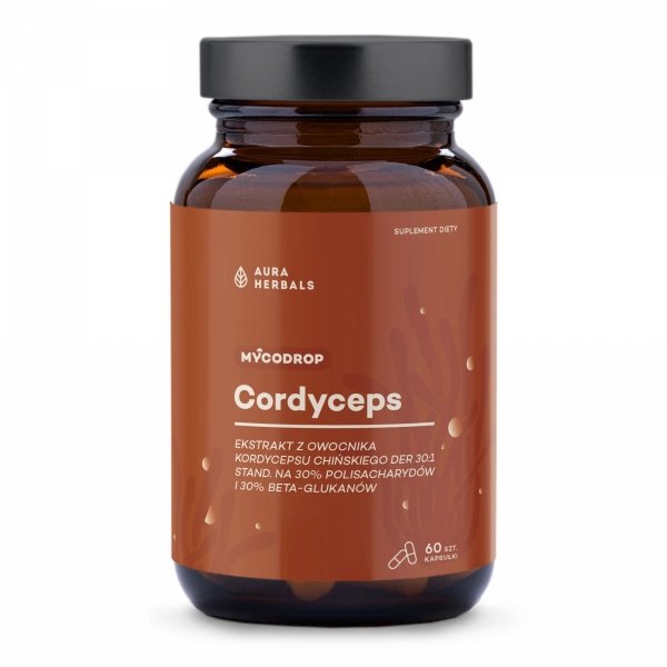 Mycodrop, Cordyceps 30:1, 30% beta-glukan, Aura Herbals, 60 kapsułek