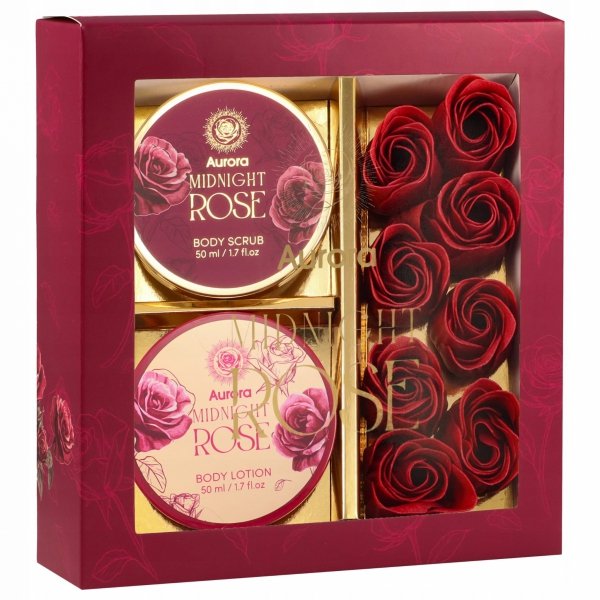 AURORA Zestaw prezentowy Midnight Rose Kwiaty mydlane Box - 3 produkty