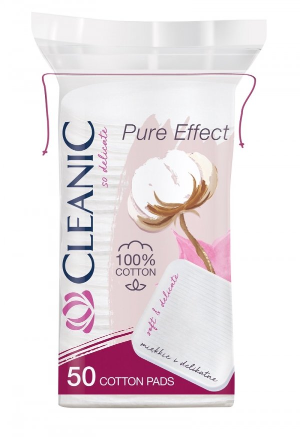 Cleanic Płatki kosmetyczne Pure Effect Kwadratowe, 50 szt