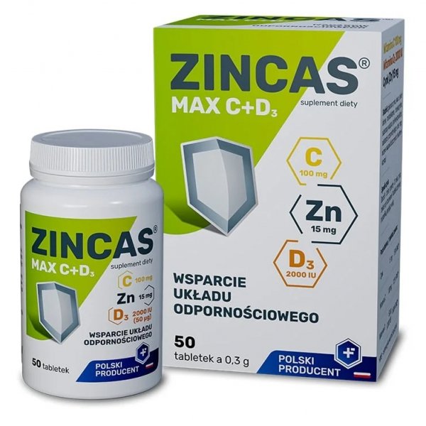 ZINCAS MAX C+D3, 50 tabletek