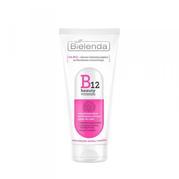 BIELENDA B12 Beauty Vitamin Witaminowe silnie nawilżające mleczne masło do ciała 200 ml