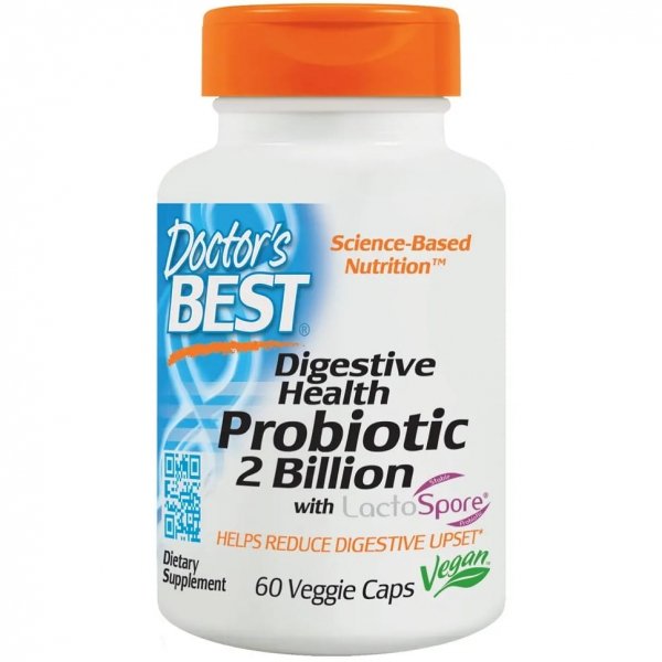 Digestive Health Probiotic 2 Billion with LactoSpore, Doctor's Best, 60 kapsułek