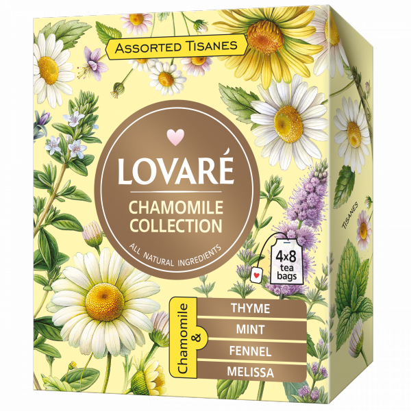 Zestaw herbat Assorted herbal tea CHAMOMILE, Lovare, 4 rodzaje po 8 szt.