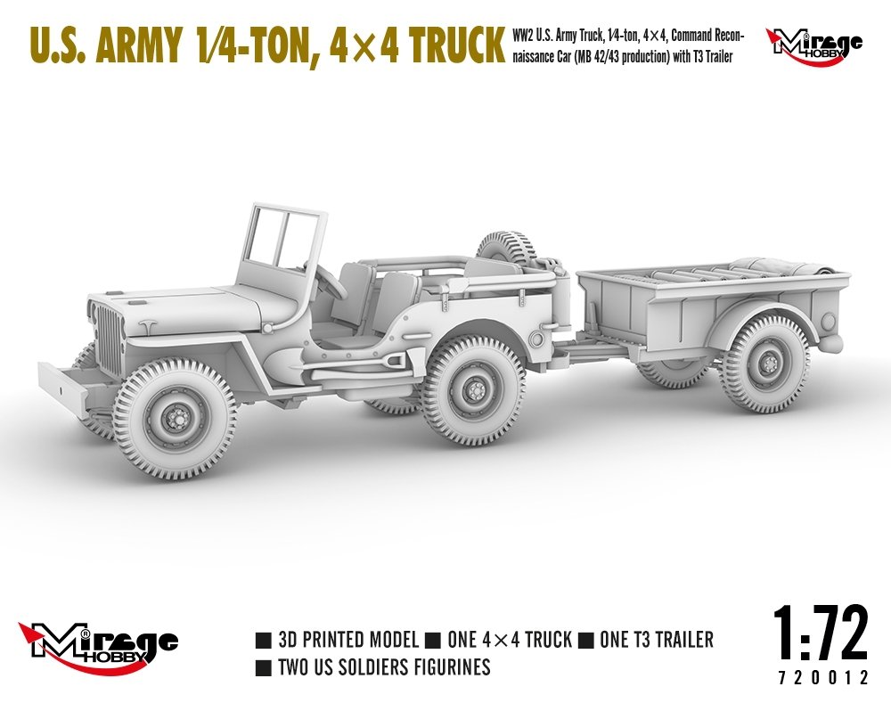 MIRAGE 720012 1:72 U.S. ARMY 1 4‑TON, 4×4 TRUCK - 1 72 - Militarne