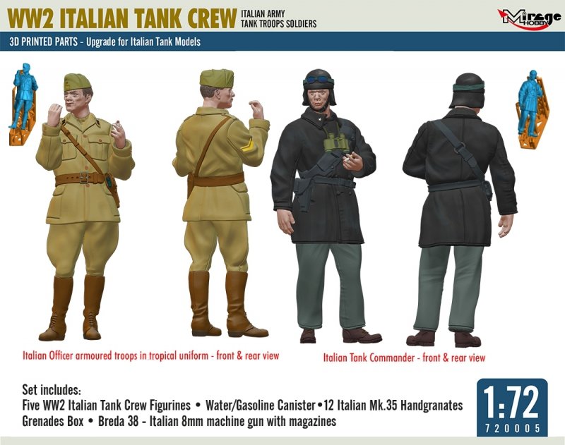 MIRAGE 720005 1:72 WW2 Italian Tank Crew 