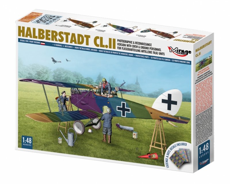 MIRAGE 480005 1:48 Halberstadt CL.II Photographic &amp; Reconaissance Version With Crew &amp; Ground Personnel For Fliegerabteilung Artillerie FA(A) Units