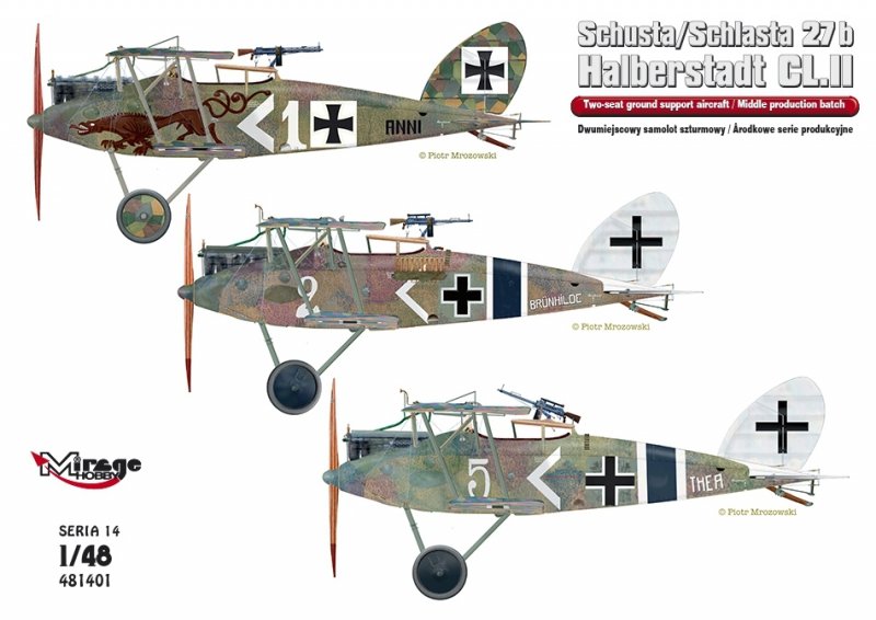 Mirage 481401 1/48 Schusta/Schlasta 27b Halberstadt CL.II + LOZENGE SET