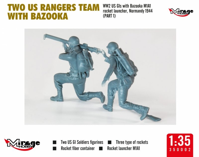 MIRAGE 350002 1:35 TWO US RANGERS TEAM WITH BAZOOKA