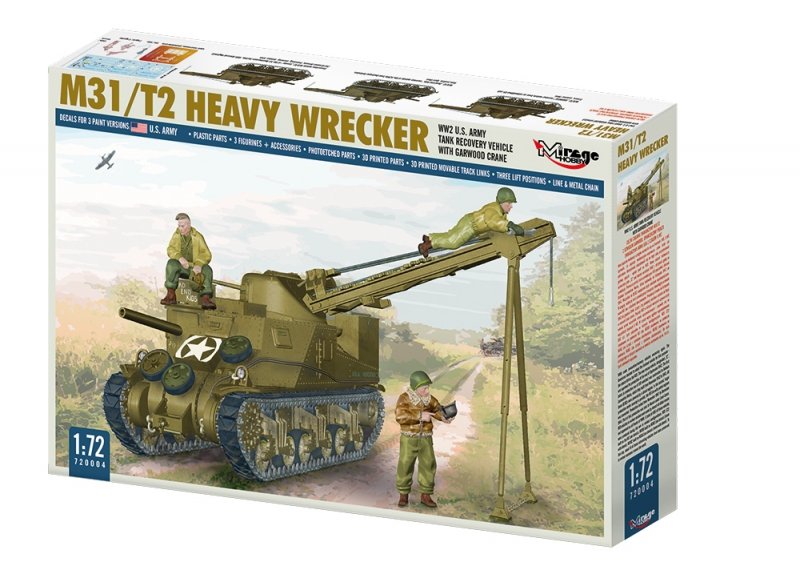 MIRAGE 720004 1:72 M31/T2 HEAVY WRECKER, WW2 U.S. Army Tank Recovery Vehicle with Garwood crane