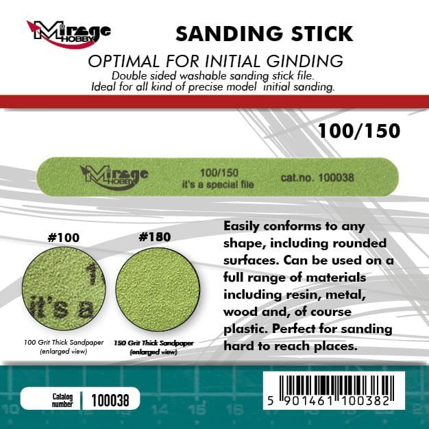 MIRAGE 100038 Pilnik ścierny / Sanding Stick Double Grid 100/150