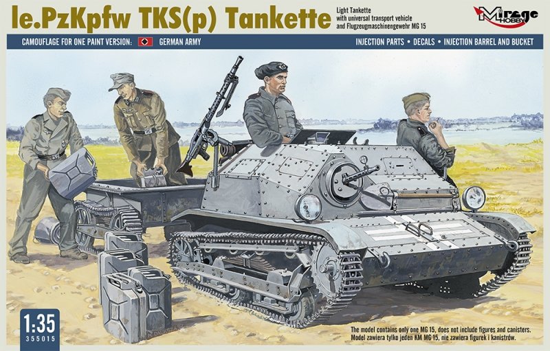 Mirage 355015 1/35 Tankietka TKS-MG15 z Wózkiem Transportowym