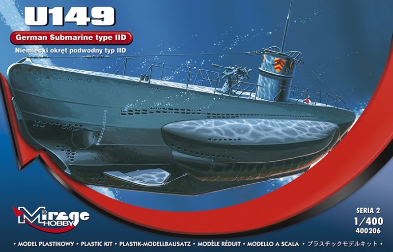Mirage 400206 1/400 U149 typ II D niemiecki okręt podwodny