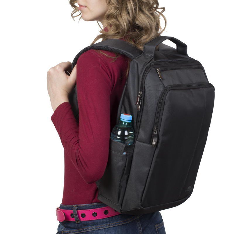 RIVACASE PLECAK NA LAPTOP 15,6&quot; CENTRAL, CZARNY, 15L, Z POLIESTRU, KIESZENIE NA TABLET 10,1&quot;, SMARTFON, DOKUMENTY I AK