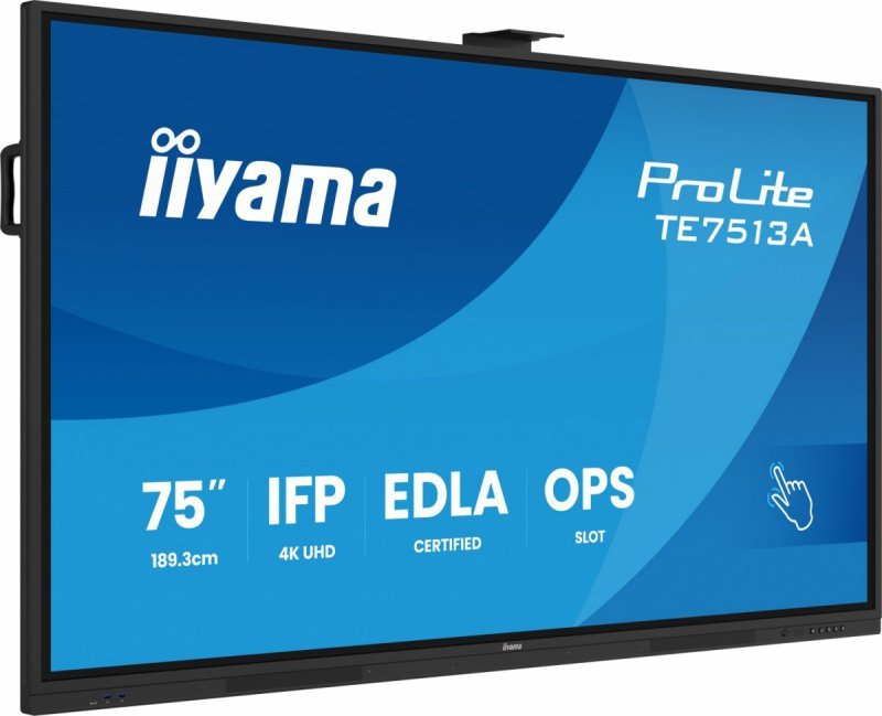 IIYAMA Monitor 75 cali TE7513A-B1AG INFRARED,40pkt,IPS,4K,7H,450cd/m2,      WiFi,USB, ANDROID 14, Google EDLA,2x20W, UCHWYT CIEN
