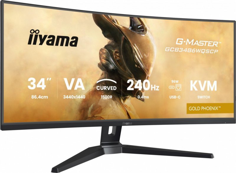 IIYAMA Monitor G-Master 34 cale GCB3486WQSCP-B1,VA,UWQHD,240HZ,0.4ms,1500R,HDR400,500cd,21:9,HDMI (2.1), USB-C dock 95W, RJ45, 2