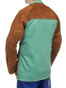 WELDAS-Lava Brown™ skórzana kurtka spawalnicza z dwoiny bydlęcej z plecami z trudnopalnej bawełny 44-7300/P 