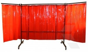 Parawan spawalniczy z ramionami OPEN WELD SOLID 4100x1900 mm z kurtynami foliowymi 