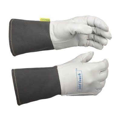 WELDAS-SOFTouch™ rękawica spawalnicza z licowej skóry koziej, mankiet został wykonany z szarego, trudnopalnego materiału 10-1004 (5 PAR)