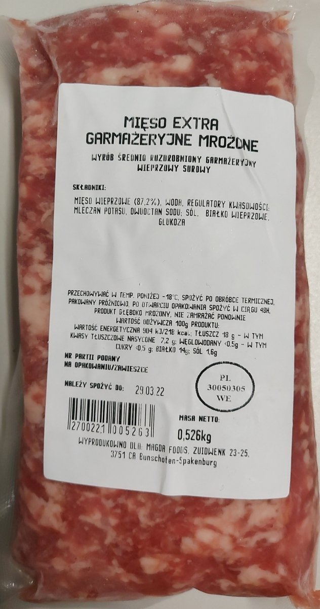 [MAGDA FOODS] Mięso mielone wieprzowe EXTRA 500g/10 