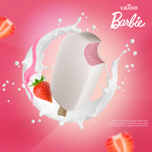 9183 Lody KORAL Grand Barbie patyk  truskawkowe w polewie jogurtowej  20x 90ml NOWOSC!