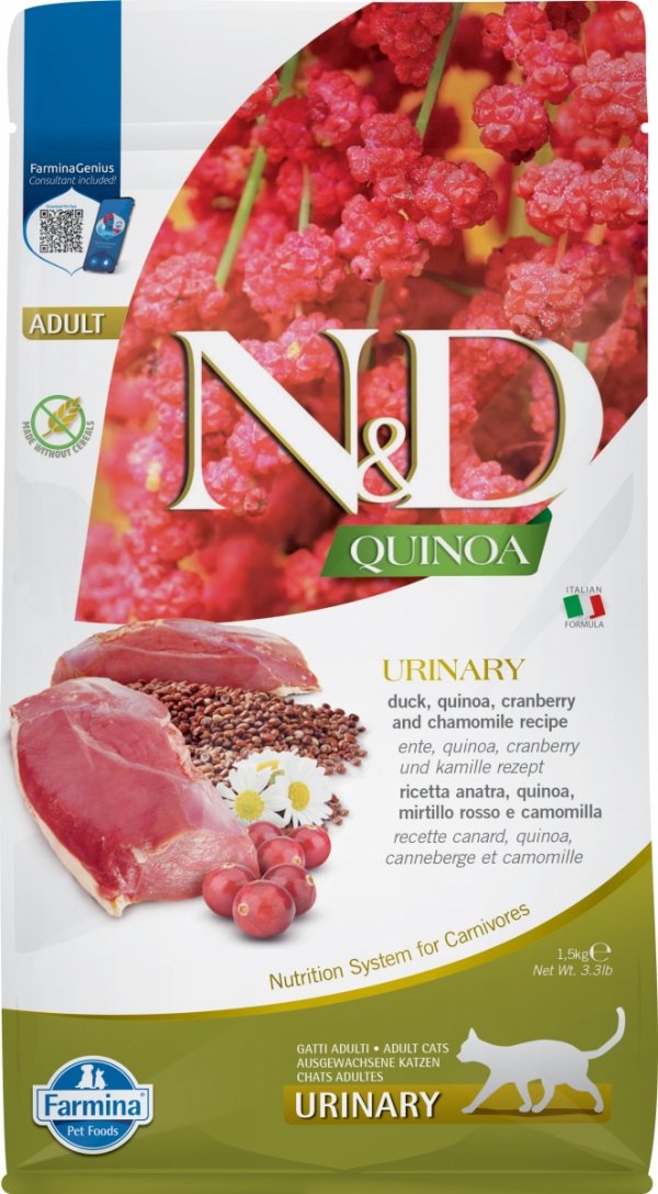 opakowanie karmy Farmina N&amp;D Quinoa Urinary Cat 1,5kg