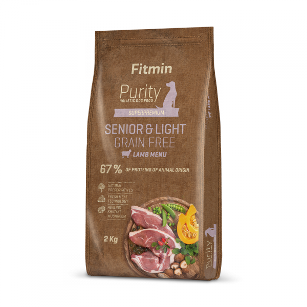 opakowanie karmy Fitmin Purity dog Grain Free Senior &amp; Light Lamb 2kg