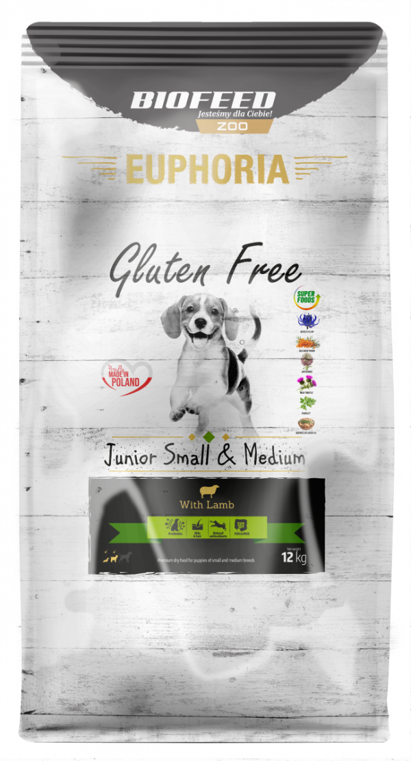 Biofeed Euphoria Junior Small &amp; Medium Dog with Lamb 12kg.
