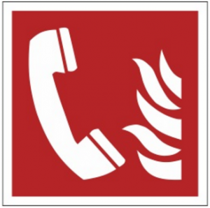 Znak telefon alarmowania pożarowego F06 (PZ) 150x150