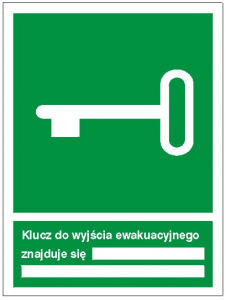 Znak klucz do wyjścia ewakuacyjnego znajduje się 117 (P.F.)