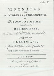Geminiani F.: VI Sonatas for 2 Violins and V-cello (ocyfrowane BC)