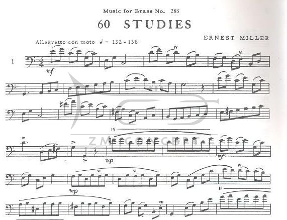 Miller Ernest: 60 Studies for Trombone (Baritone, Euphonium,Tenor Tuba)