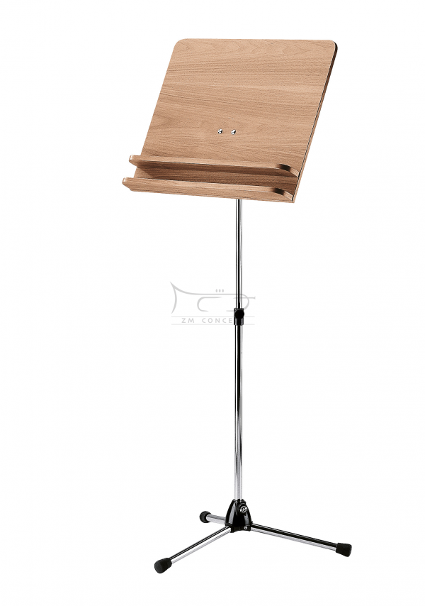 K&amp;M 11831 (118/3) pulpit do nut, statyw niklowany, płyta pełna drewno orzechowe, blat z podwójną półką /11831-000-02/