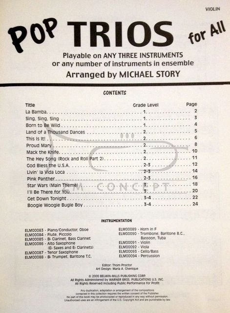 POP TRIOS FOR ALL CELLO/BASS ARRANGED BY MICHAEL STORY