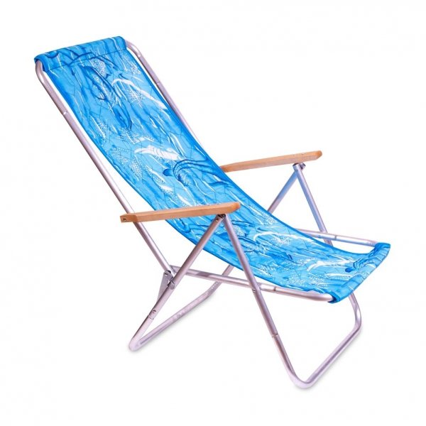 Hit lata - Leżak plażowy, składany do pokrowca z drewnianymi podłokietnikami