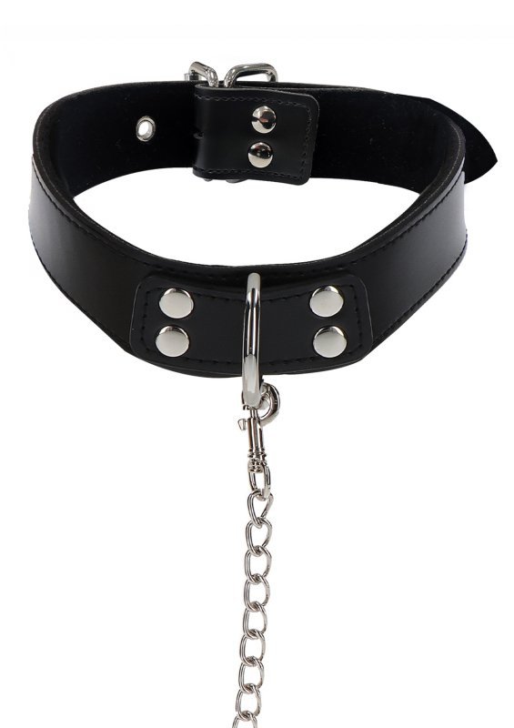 Obroża z ekoskóry ze smyczą Taboom Elegant Collar and Chain Leash Black