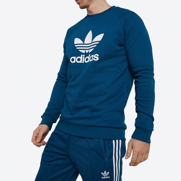 Adidas Originals niebieska bluza męska Trefoil Crew DV1545 - BLUZY