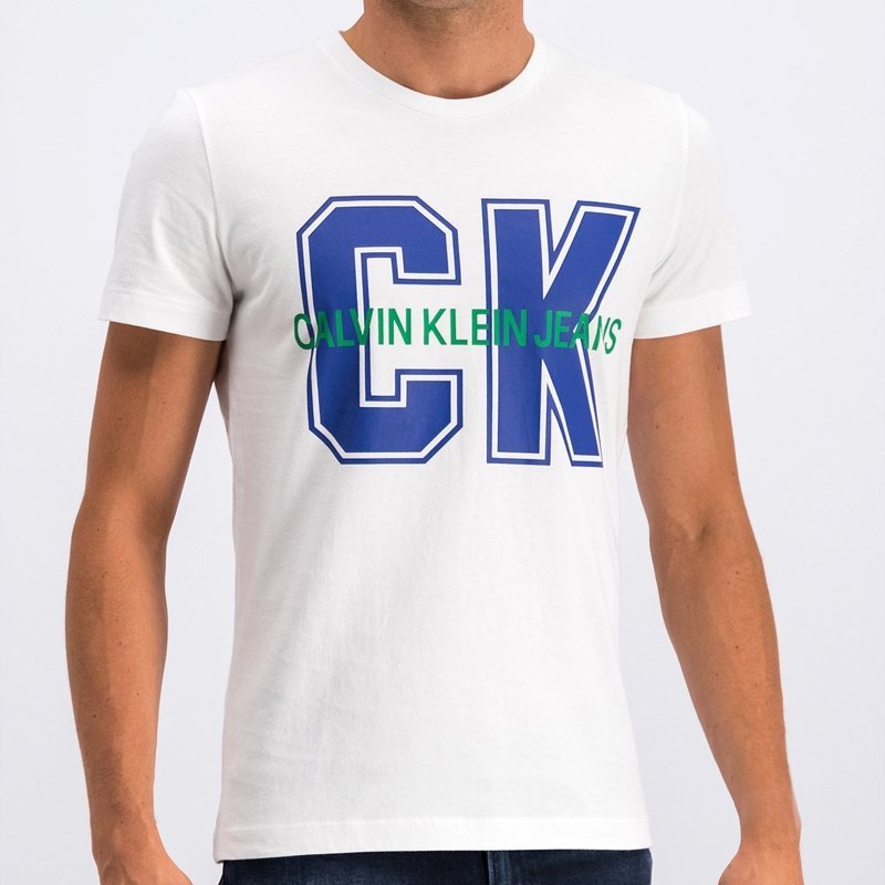 Calvin Klein Jeans koszulka t-shirt męski biały Varsity J30J313241