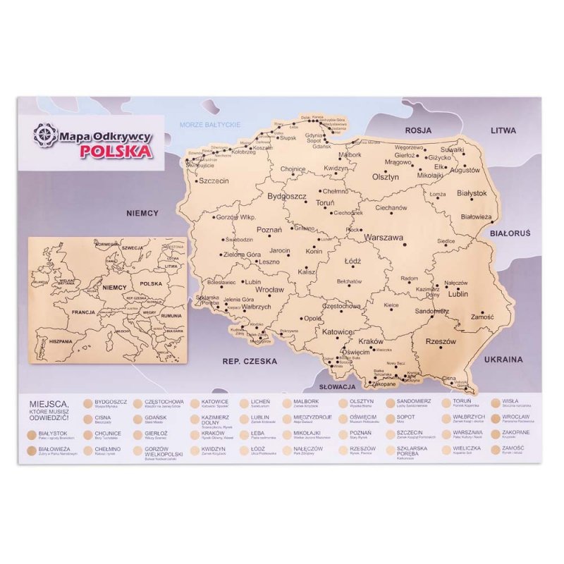 Mapa Zdrapka Odkrywcy - Polska