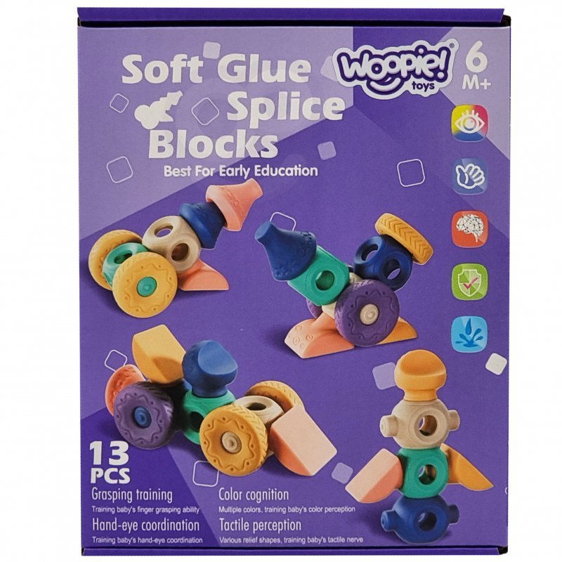WOOPIE BABY Klocki Sensoryczne Konstrukcyjne Układanka do Ściskania 13 el.