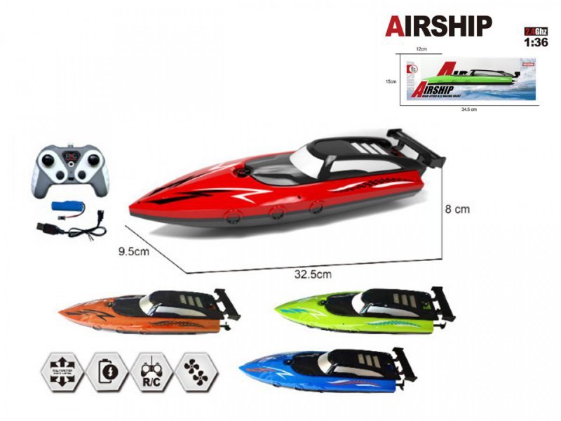 Madej Motorówka R/C 4 z ładowarką USB 4 kolory MIX
