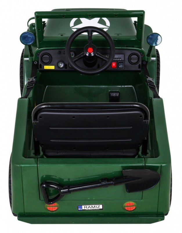 Autko Wojskowe Retro dla dzieci Zielony + Napęd 4x4 + Pilot + 2 Bagażniki