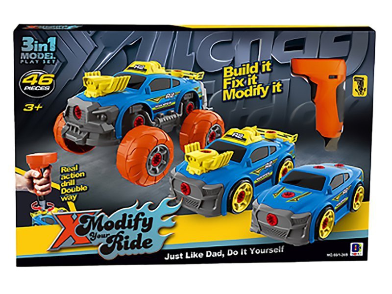 Sportowy, Terenowy Samochód do rozkręcania i skręcania 3w1 TUNING + Wkrętarka, Monster Truck