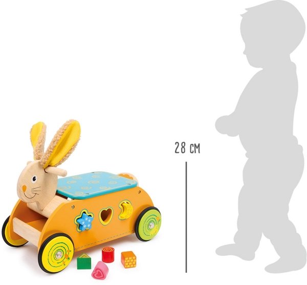 SMALL FOOT Rabbit Ride-on with Shape Sorter - jeździk z sorterem kształtów