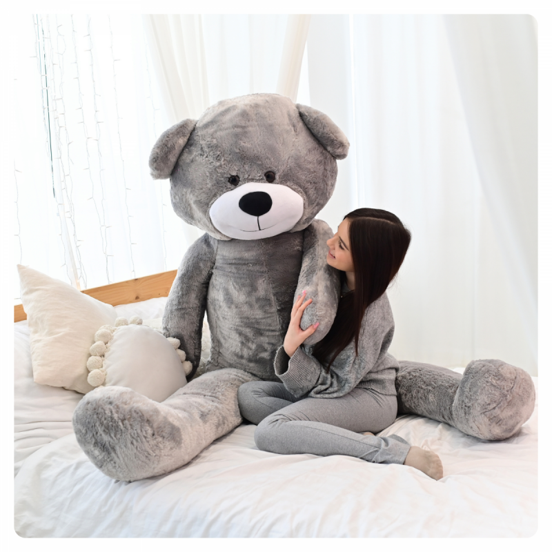 DUŻY MIŚ PLUSZOWY 220cm PLUSZAK MASKOTKA GIGANT - SZARY