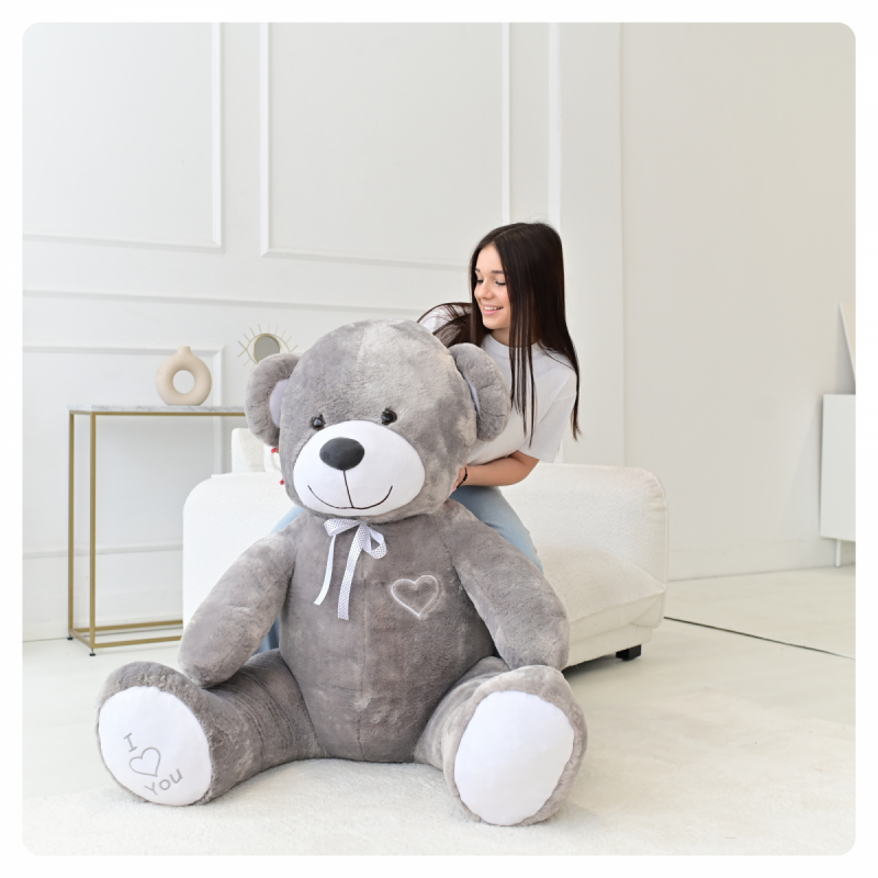 DUŻY MIŚ PLUSZOWY MASKOTKA GIGANT 190 cm  - SZARY